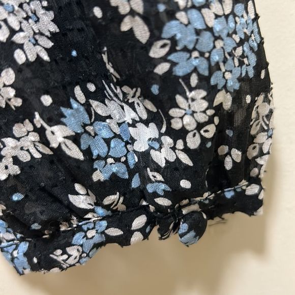 Veronica Beard "Lowell Blouse" Floral Print - SZ 6, Blue and Black - Picture 10 of 11